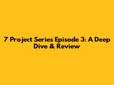 7 Project Series Episode 3: A Deep Dive & Review