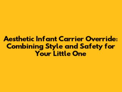 Aesthetic Infant Carrier Override: Combining Style and Safety for Your Little One