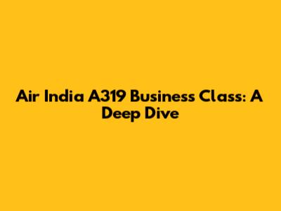 Air India A319 Business Class: A Deep Dive