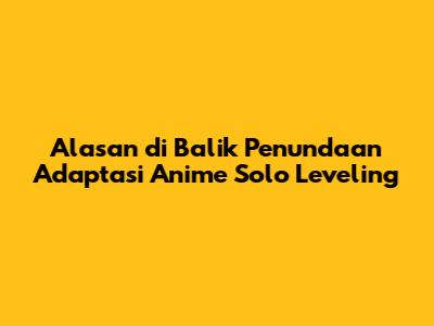 Alasan di Balik Penundaan Adaptasi Anime Solo Leveling