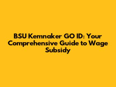 BSU Kemnaker GO ID: Your Comprehensive Guide to Wage Subsidy