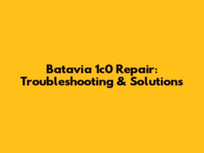 Batavia 1c0 Repair: Troubleshooting & Solutions