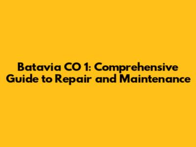 Batavia CO 1: Comprehensive Guide to Repair and Maintenance