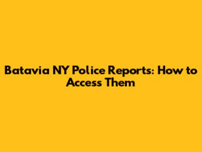 Batavia NY Police Reports: How to Access Them