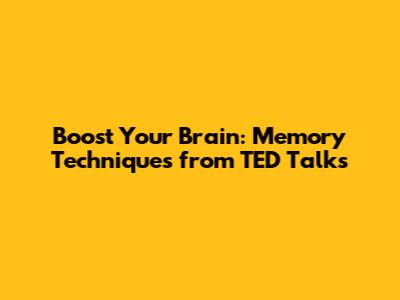 Boost Your Brain: Memory Techniques from TED Talks
