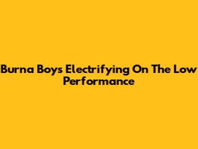 Burna Boy's Electrifying 'On The Low' Performance