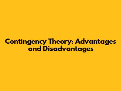 Contingency Theory: Advantages and Disadvantages