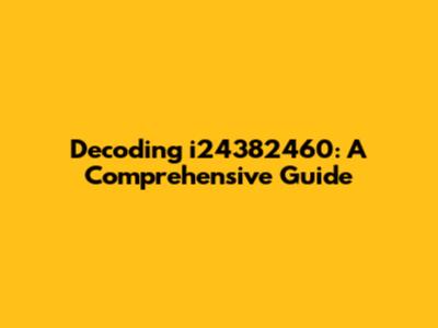 Decoding i24382460: A Comprehensive Guide