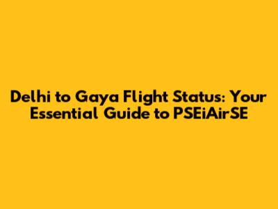 Delhi to Gaya Flight Status: Your Essential Guide to PSEiAirSE