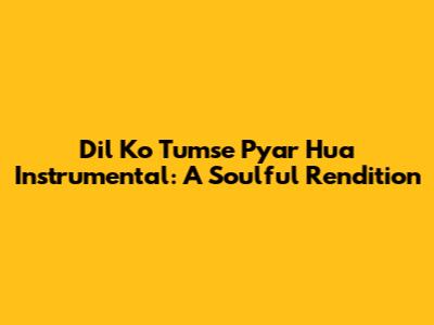 Dil Ko Tumse Pyar Hua Instrumental: A Soulful Rendition