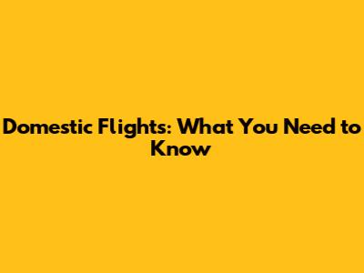 Domestic Flights: What You Need to Know