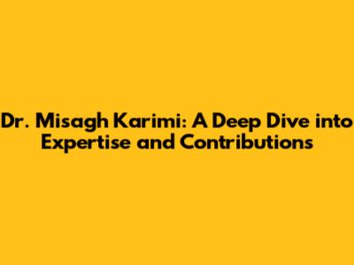 Dr. Misagh Karimi: A Deep Dive into Expertise and Contributions