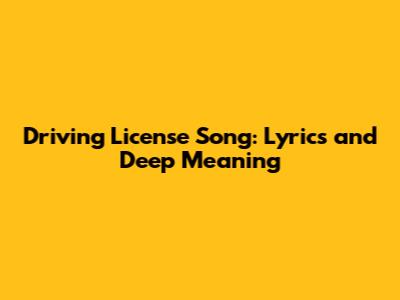 Driving License Song: Lyrics and Deep Meaning