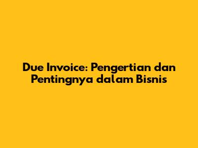 Due Invoice: Pengertian dan Pentingnya dalam Bisnis