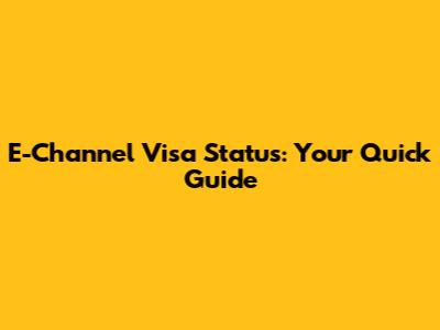 E-Channel Visa Status: Your Quick Guide