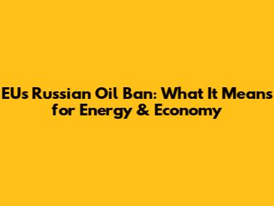 EU's Russian Oil Ban: What It Means for Energy & Economy
