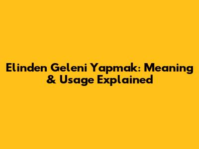 Elinden Geleni Yapmak: Meaning & Usage Explained