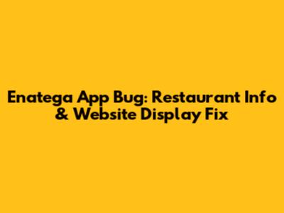 Enatega App Bug: Restaurant Info & Website Display Fix