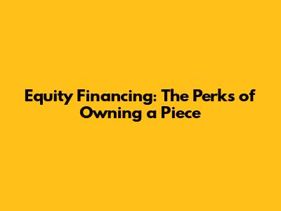 Equity Financing: The Perks of Owning a Piece