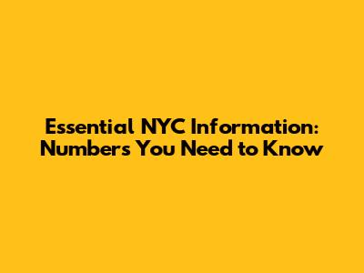 Essential NYC Information: Numbers You Need to Know