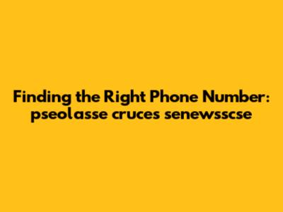 Finding the Right Phone Number: pseolasse cruces senewsscse