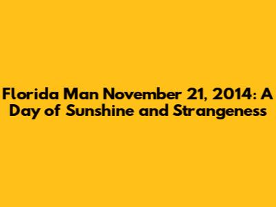 Florida Man November 21, 2014: A Day of Sunshine and Strangeness
