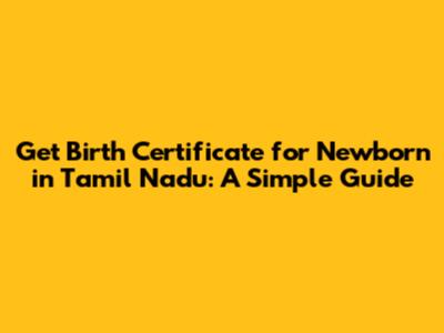 Get Birth Certificate for Newborn in Tamil Nadu: A Simple Guide