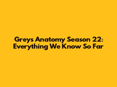 Grey's Anatomy Season 22: Everything We Know So Far