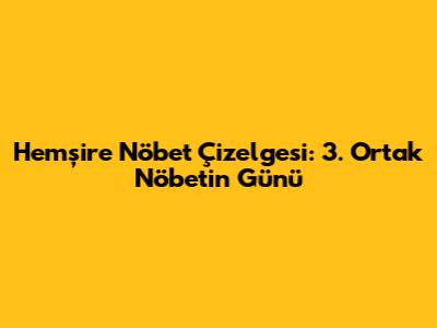 Hemşire Nöbet Çizelgesi: 3. Ortak Nöbetin Günü