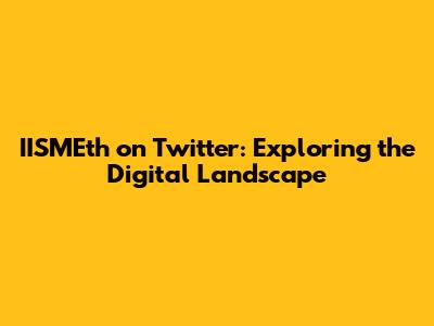 IISMEth on Twitter: Exploring the Digital Landscape