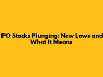 IPO Stocks Plunging: New Lows and What It Means