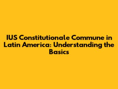 IUS Constitutionale Commune in Latin America: Understanding the Basics