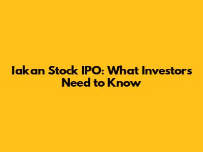 Iakan Stock IPO: What Investors Need to Know