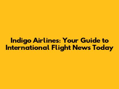 Indigo Airlines: Your Guide to International Flight News Today
