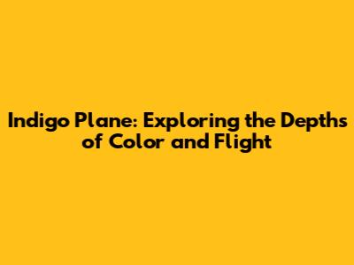 Indigo Plane: Exploring the Depths of Color and Flight