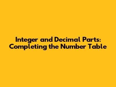 Integer and Decimal Parts: Completing the Number Table