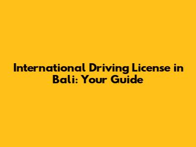 International Driving License in Bali: Your Guide