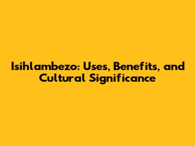 Isihlambezo: Uses, Benefits, and Cultural Significance