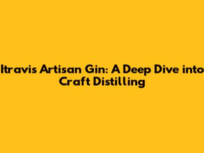 Itravis Artisan Gin: A Deep Dive into Craft Distilling