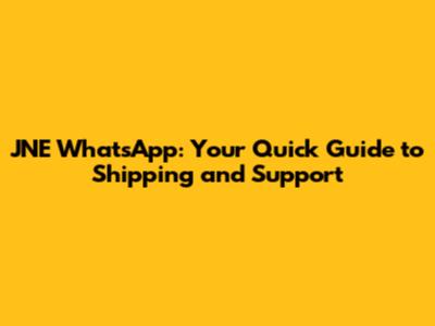 JNE WhatsApp: Your Quick Guide to Shipping and Support