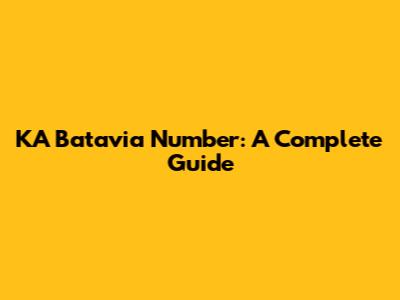 KA Batavia Number: A Complete Guide