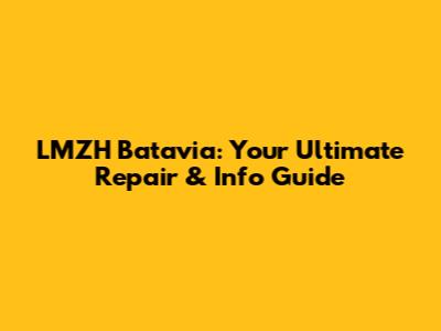 LMZH Batavia: Your Ultimate Repair & Info Guide