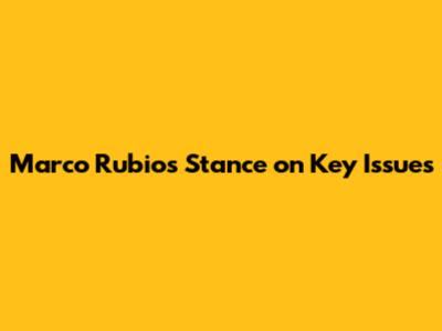 Marco Rubio's Stance on Key Issues