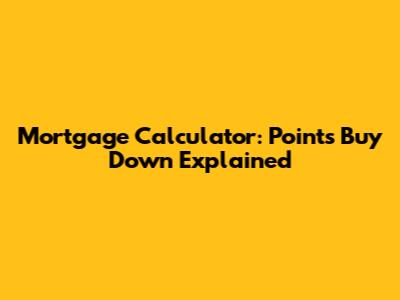 Mortgage Calculator: Points Buy Down Explained