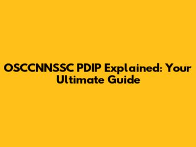 OSCCNNSSC PDIP Explained: Your Ultimate Guide