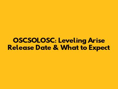 OSCSOLOSC: Leveling Arise Release Date & What to Expect