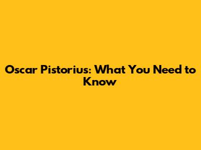 Oscar Pistorius: What You Need to Know