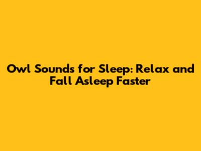 Owl Sounds for Sleep: Relax and Fall Asleep Faster