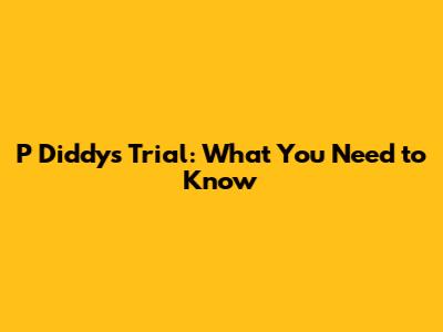 P Diddy's Trial: What You Need to Know