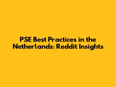 PSE Best Practices in the Netherlands: Reddit Insights